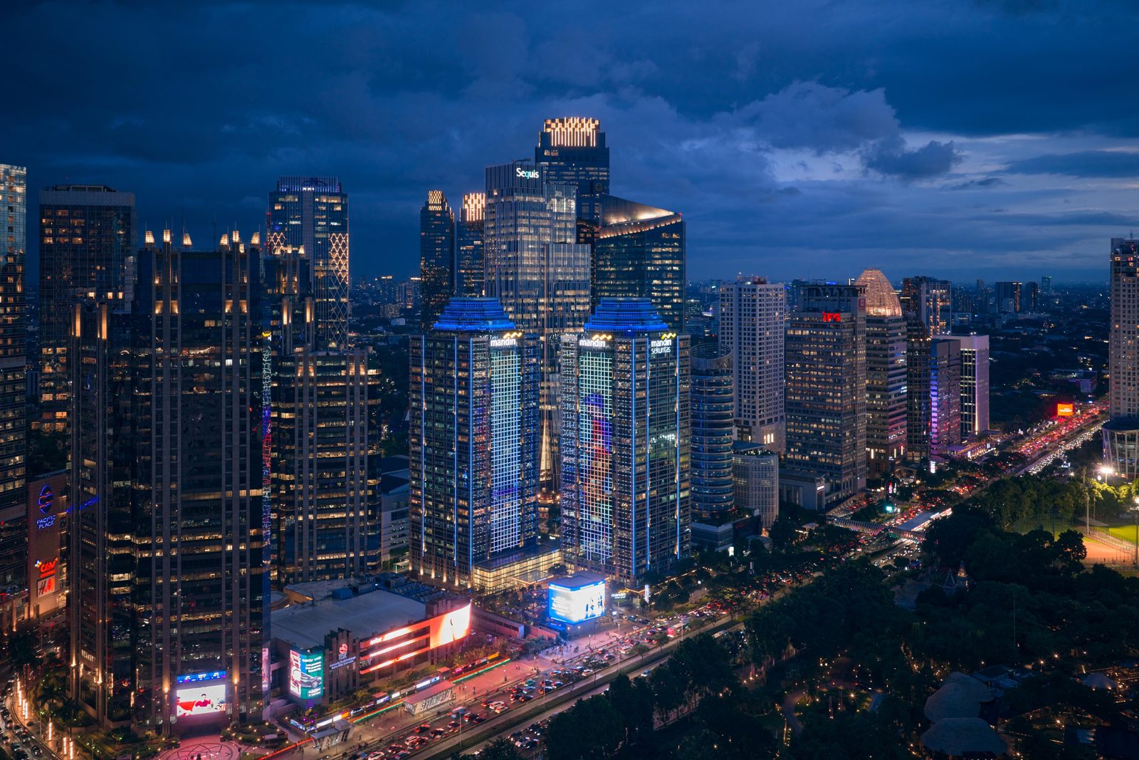 Menara Mandiri viewed from Jakarta skyline